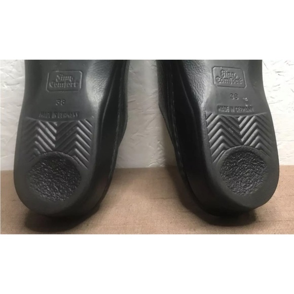 FINN COMFORT Amalfi Sz 7.5D/EU 38D Black Leather & Snake Print Mule Style Clogs - Picture 16 of 16